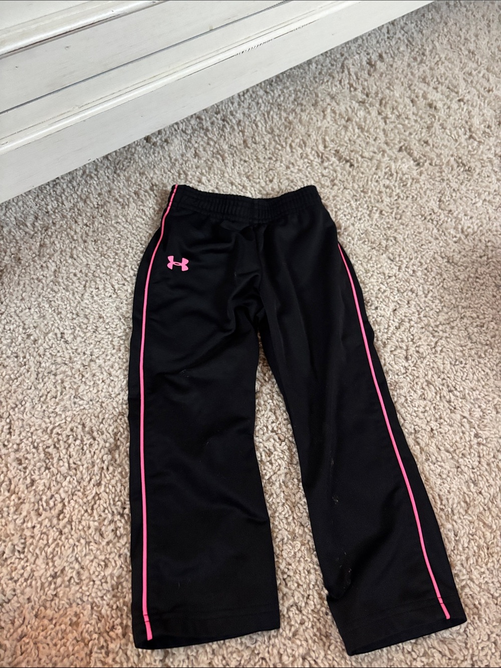 Under Armour Black Sweatpants with Pink Piping - Toddler Girl